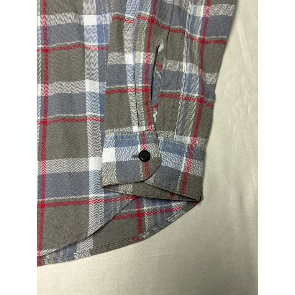 J.Crew Sporting Goods Mens Slim Fit Herringbone Plaid Button Down Shirt Grey M